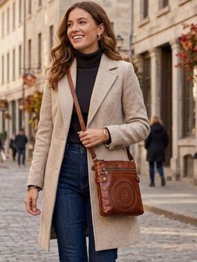 Patricia Nash Francesca Leather Crossbody Bag - Heritage Brown
